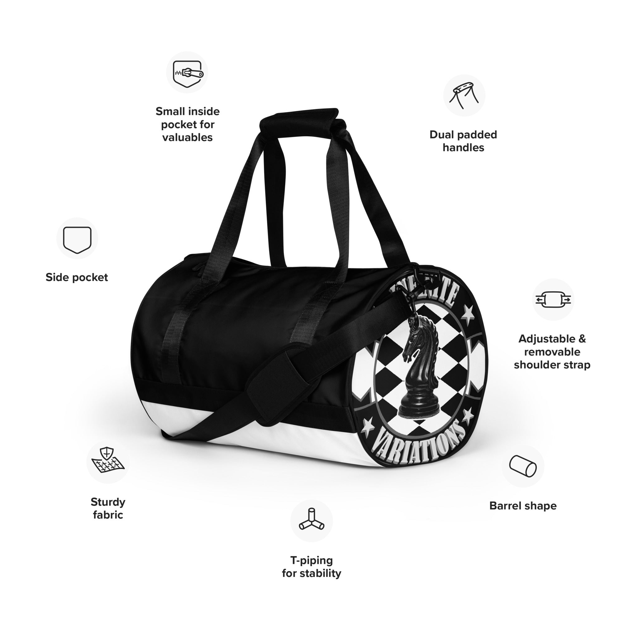 Infinite Variations - Black - All-over print gym bag
