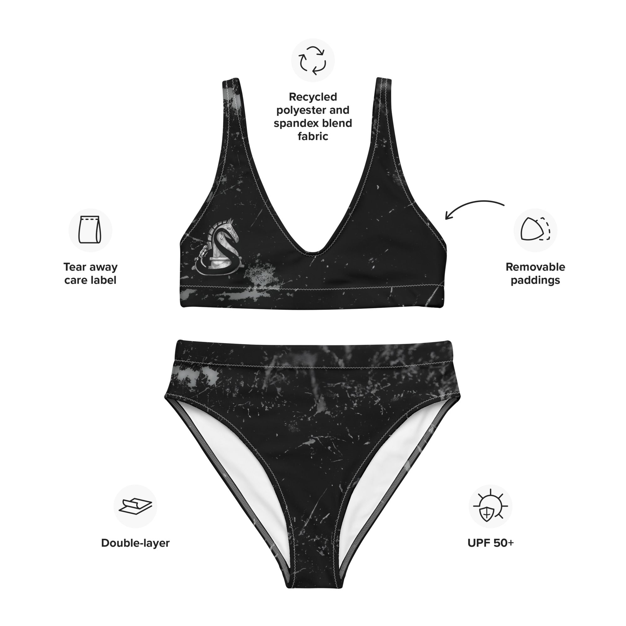 Abstract Knight - Recycled high-waisted bikini