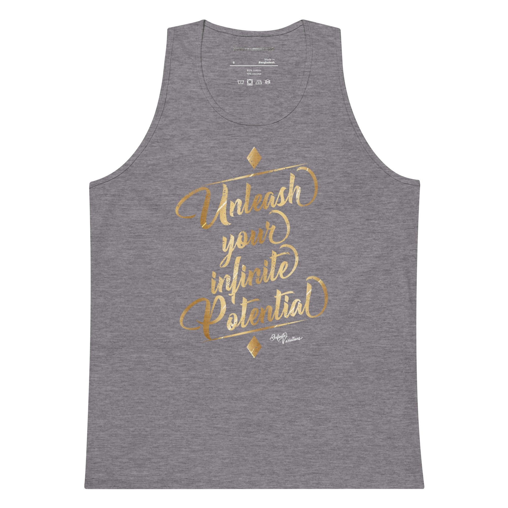 Unleash Your Infinite Potential - Gold - Men’s premium tank top