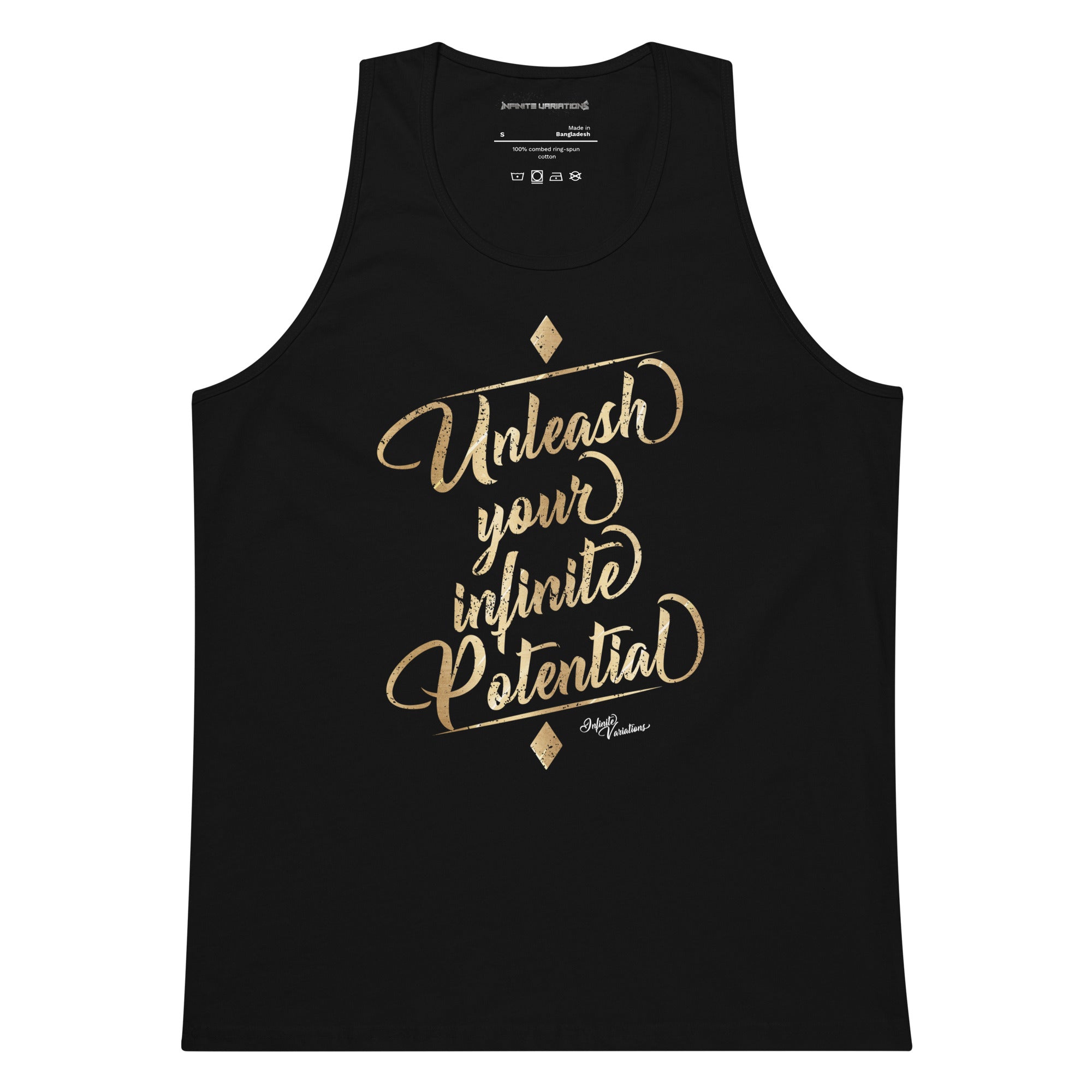 Unleash Your Infinite Potential - Gold - Men’s premium tank top