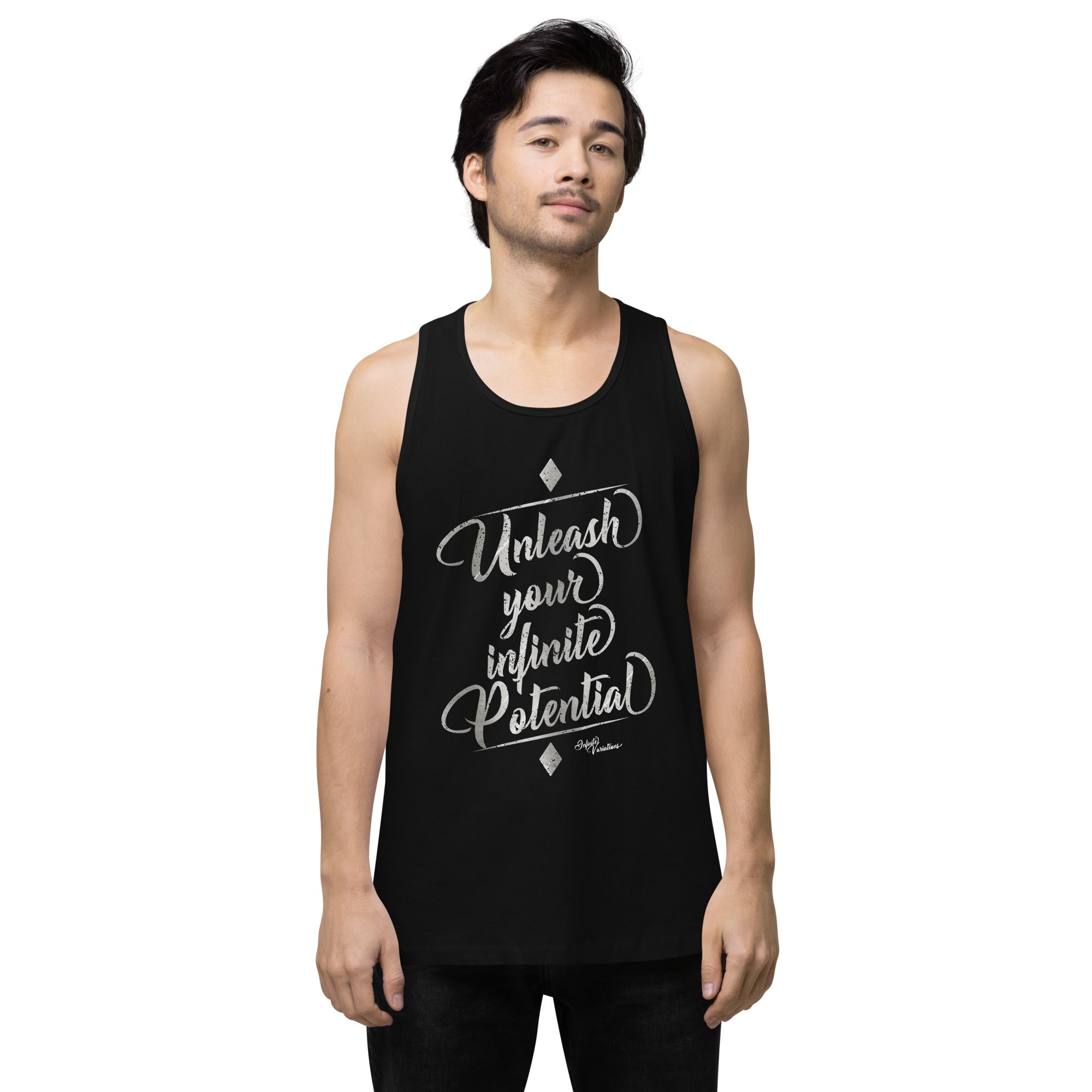 Unleash Your Infinite Potential - Platinum - Men’s premium tank top