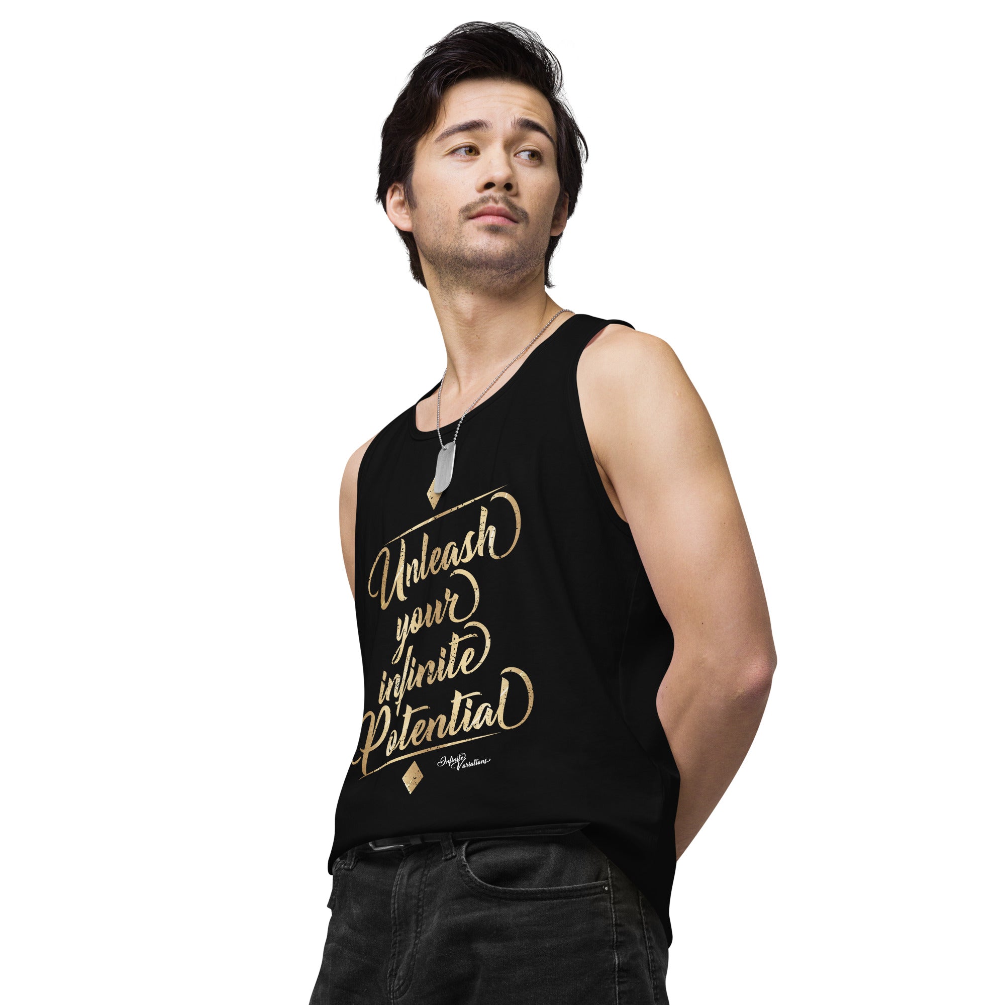 Unleash Your Infinite Potential - Gold - Men’s premium tank top