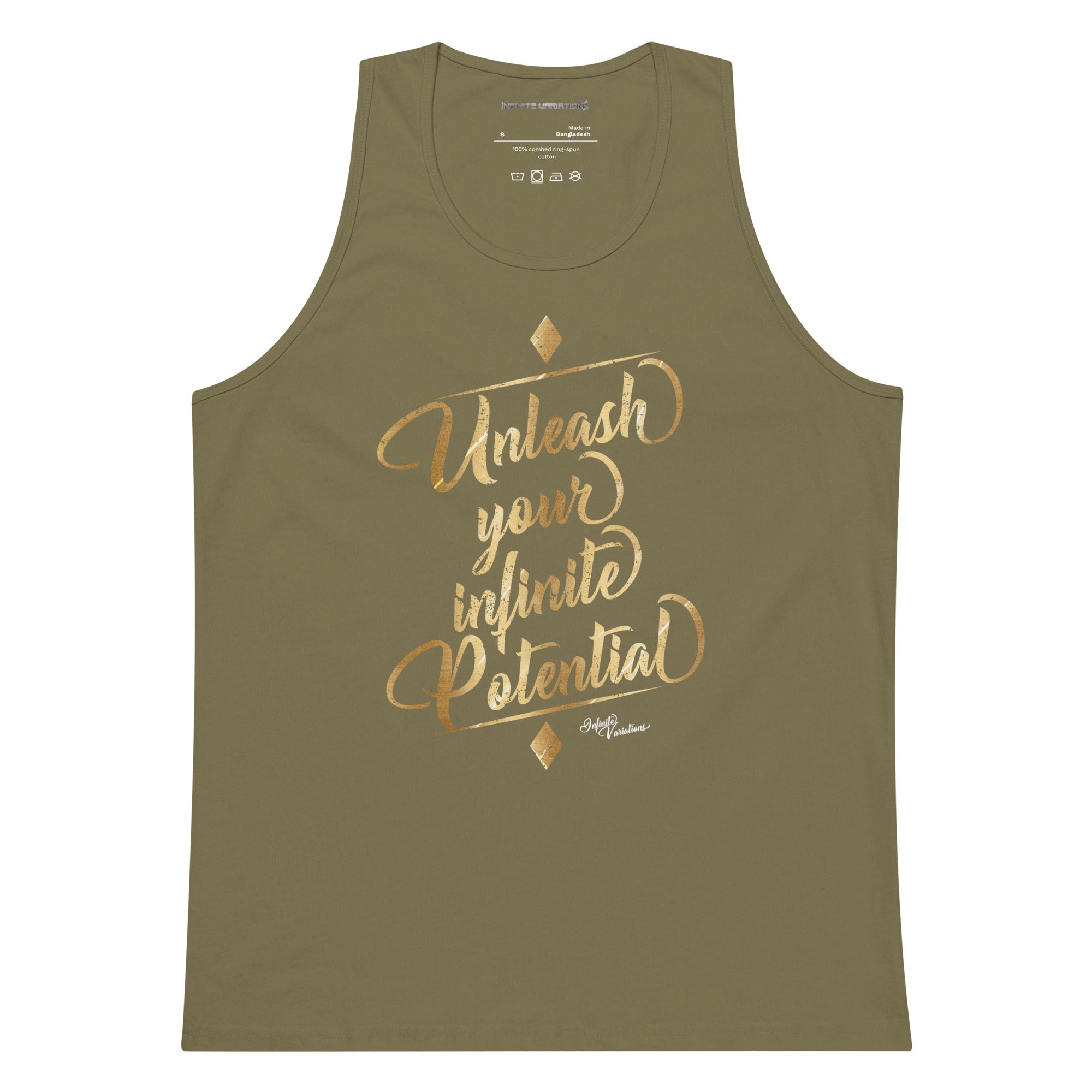 Unleash Your Infinite Potential - Gold - Men’s premium tank top