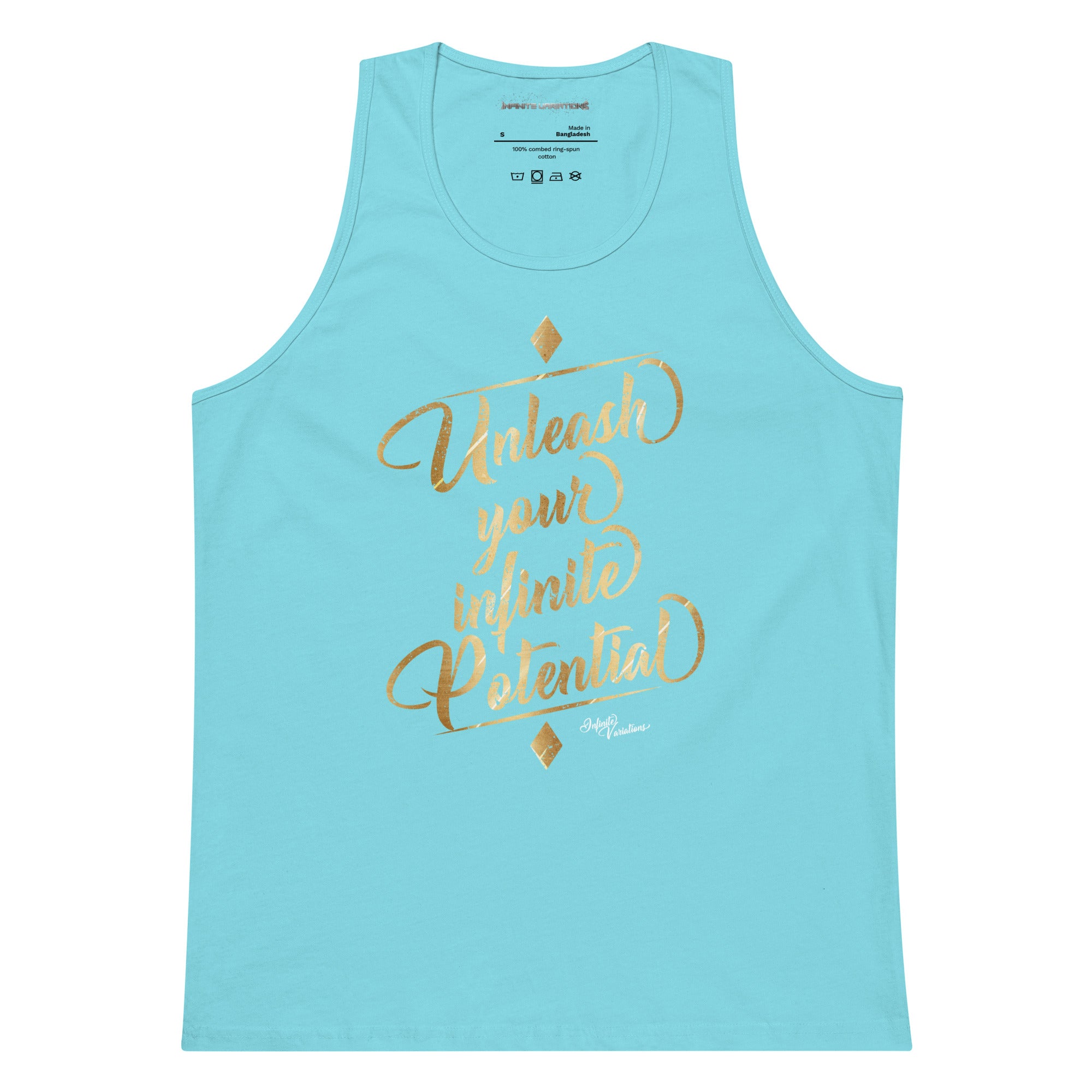 Unleash Your Infinite Potential - Gold - Men’s premium tank top