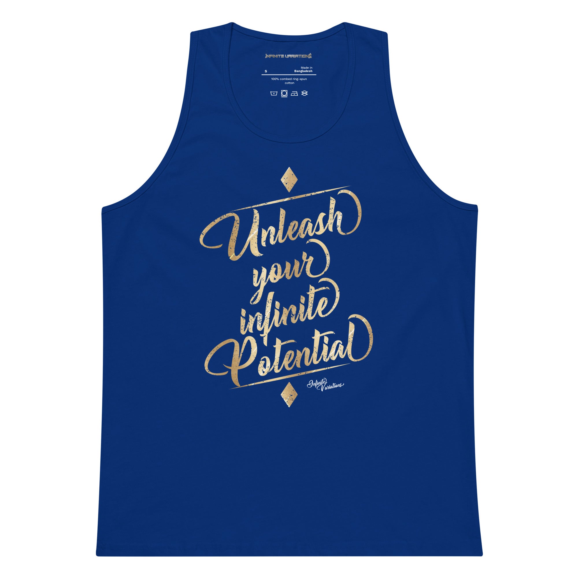 Unleash Your Infinite Potential - Gold - Men’s premium tank top
