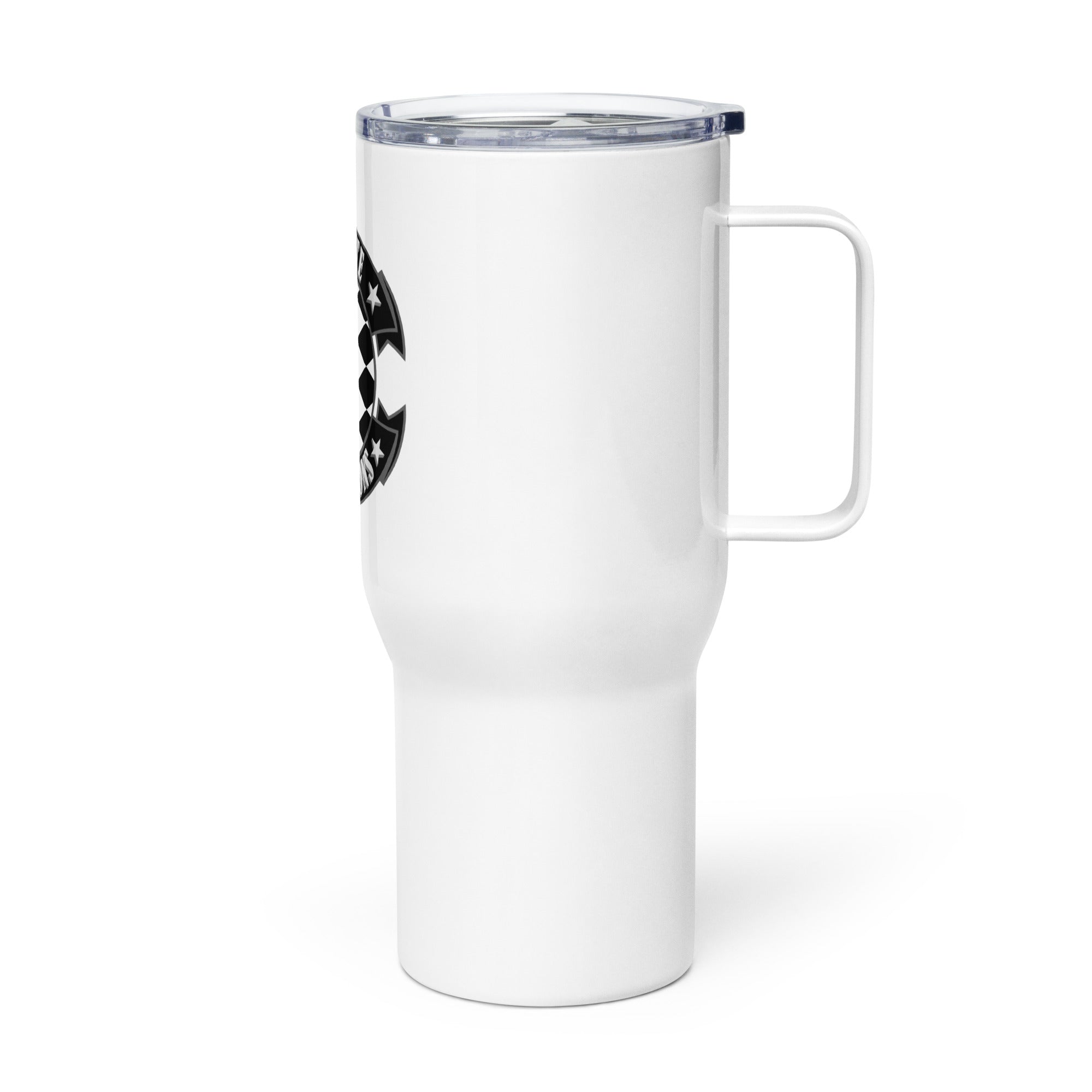 Chess Themed Travel mug with a handle - White Knight - Infinite Variations