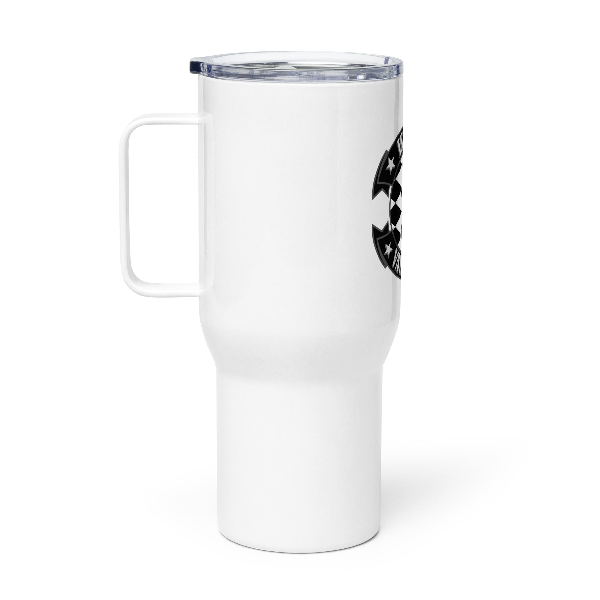 Chess Themed Travel mug with a handle - White Knight - Infinite Variations