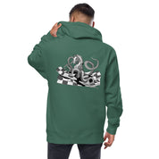 Infinite Variations - Embroidered Logo Front/Octopus Knight Design Back - Unisex fleece zip up hoodie