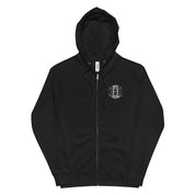 Infinite Variations - Embroidered Logo Front/Octopus Knight Design Back - Unisex fleece zip up hoodie