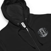 Infinite Variations - Embroidered Logo Front/Octopus Knight Design Back - Unisex fleece zip up hoodie
