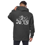 Infinite Variations - Embroidered Logo Front/Octopus Knight Design Back - Unisex fleece zip up hoodie