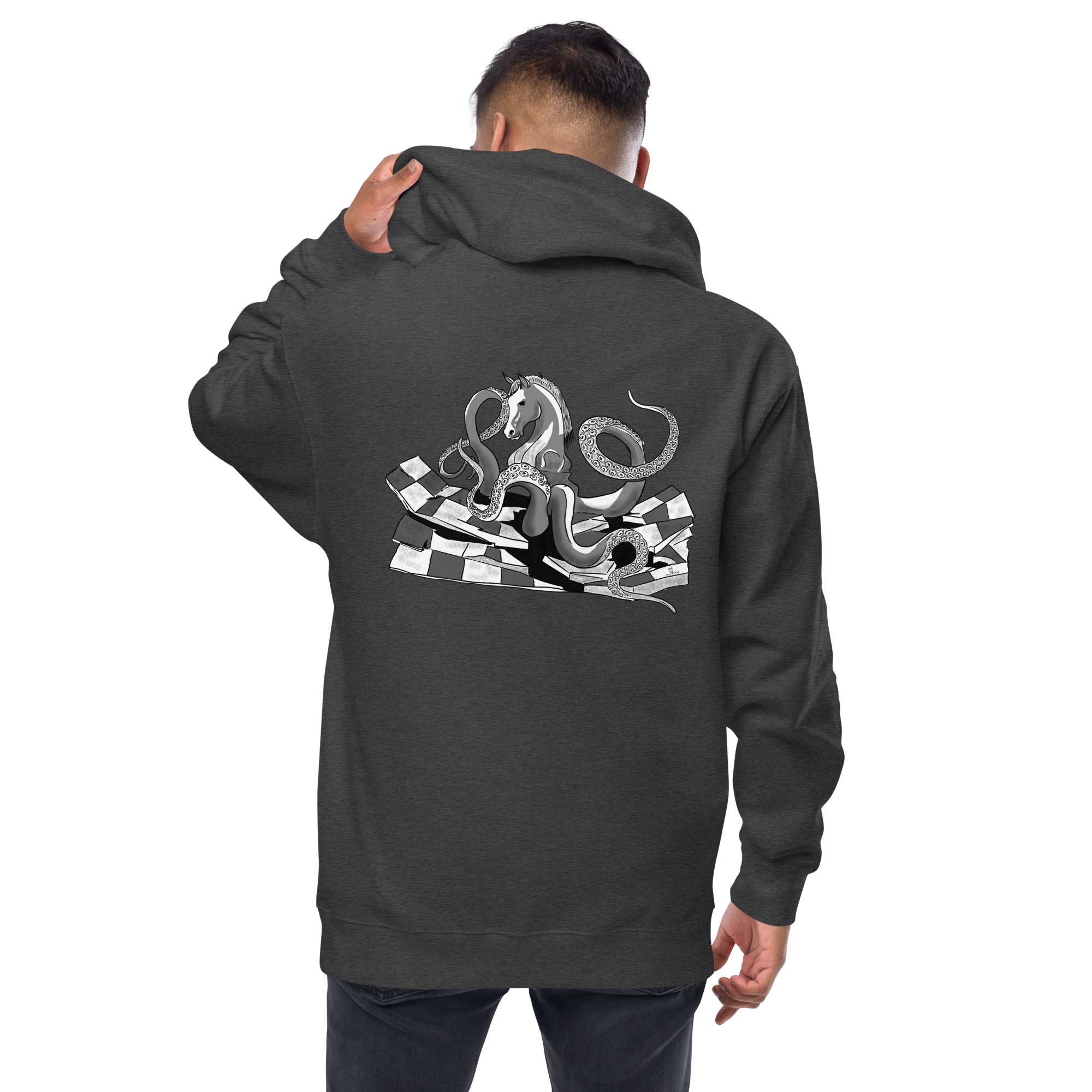 Infinite Variations - Embroidered Logo Front/Octopus Knight Design Back - Unisex fleece zip up hoodie