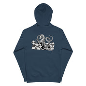 Infinite Variations - Embroidered Logo Front/Octopus Knight Design Back - Unisex fleece zip up hoodie