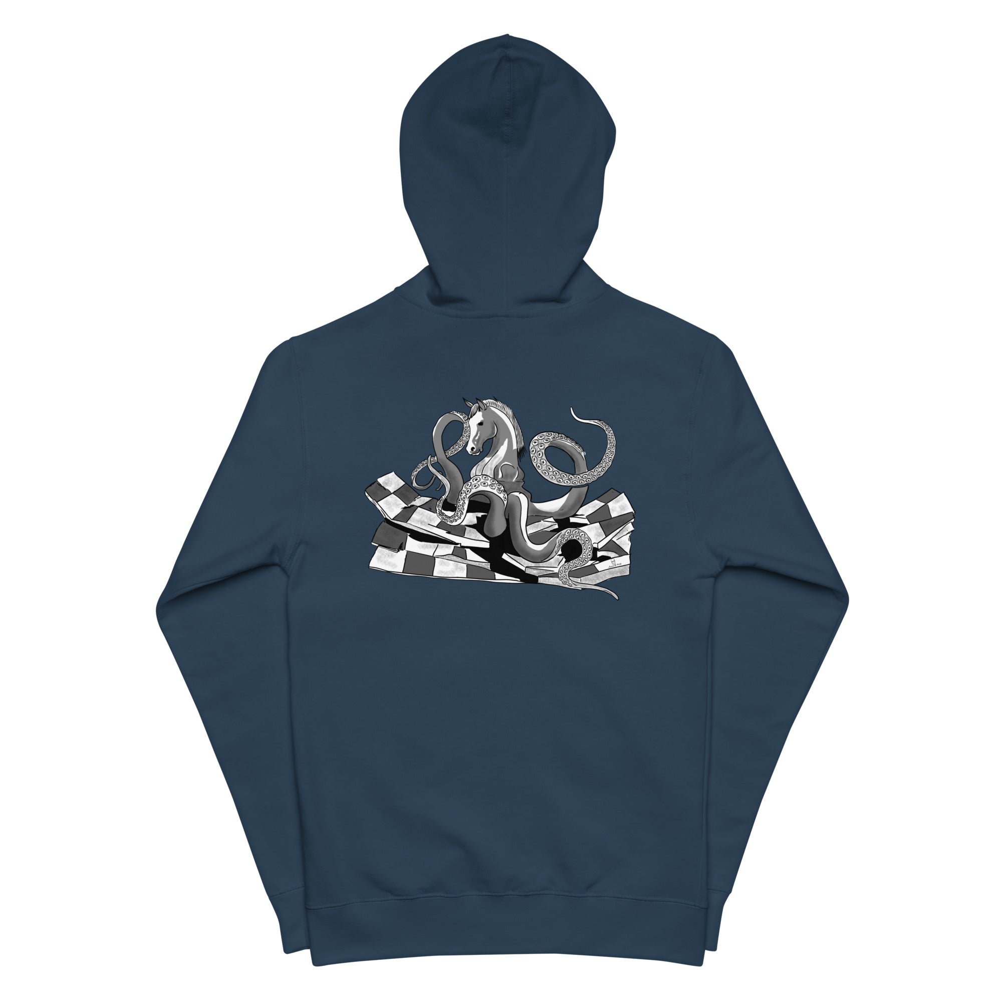 Infinite Variations - Embroidered Logo Front/Octopus Knight Design Back - Unisex fleece zip up hoodie