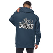 Infinite Variations - Embroidered Logo Front/Octopus Knight Design Back - Unisex fleece zip up hoodie