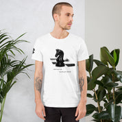The Black Knight on White II - Logo Right Sleeve - Unisex t-shirt
