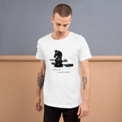 The Black Knight on White II - Logo Right Sleeve - Unisex t-shirt