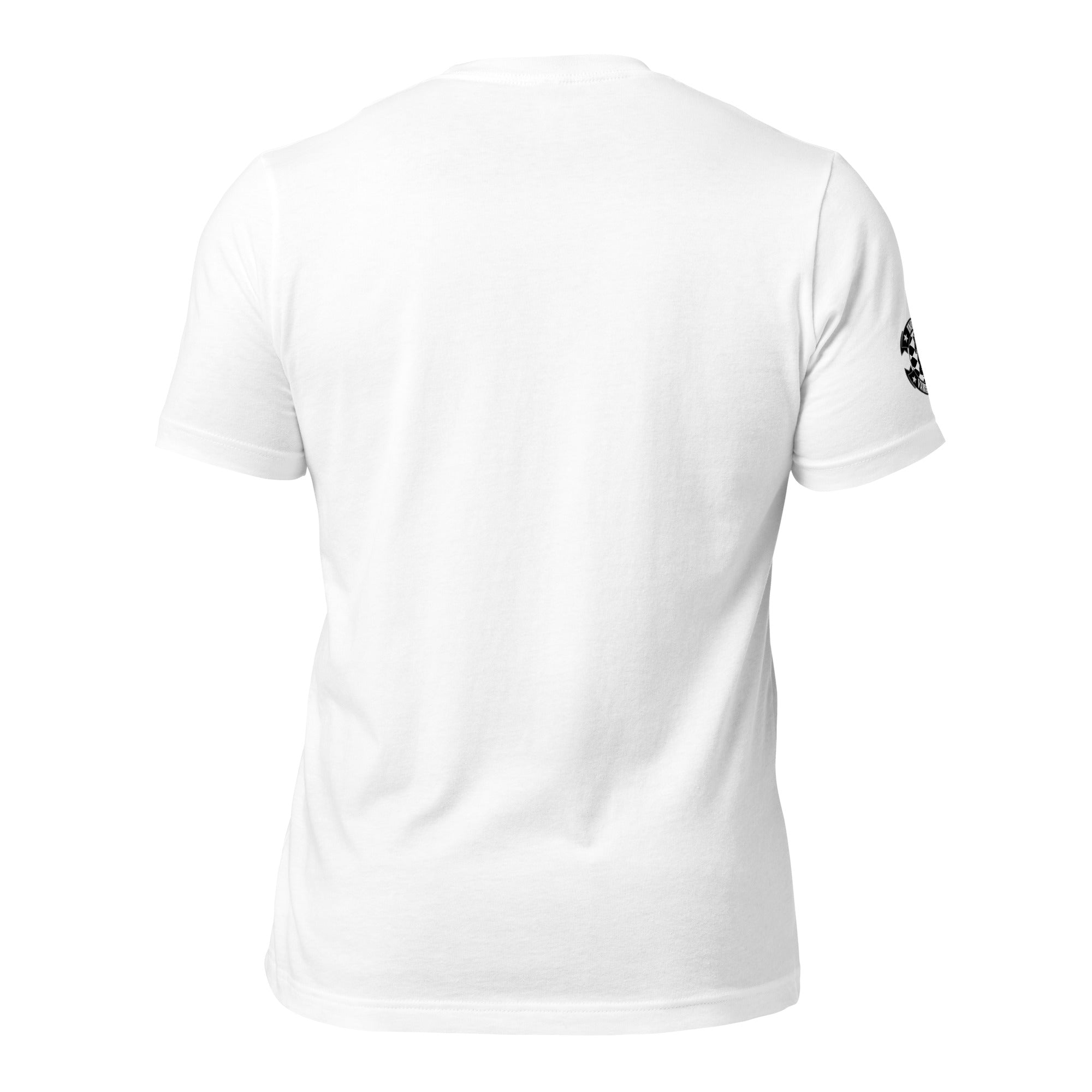 The Black Knight on White II - Logo Right Sleeve - Unisex t-shirt